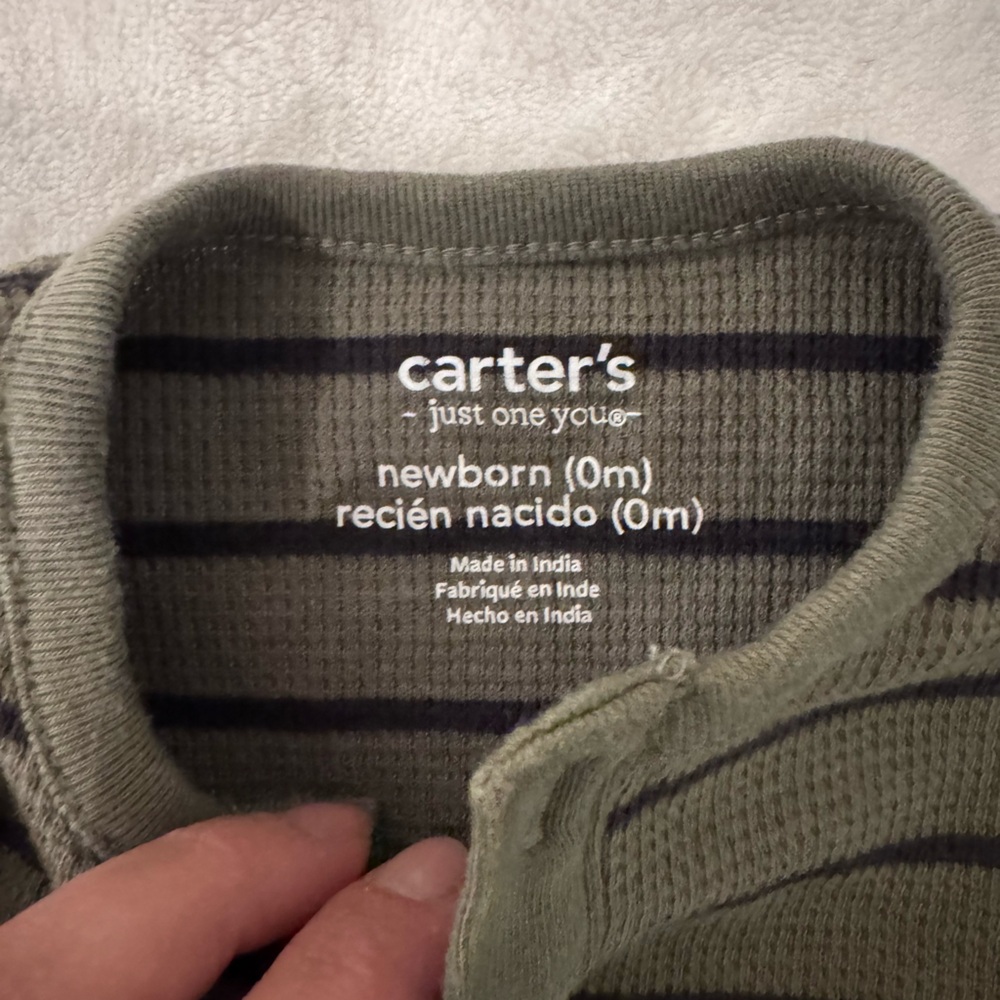 Carter's Green Striped Knit Jumpsuit-NB - Picture 3 of 3